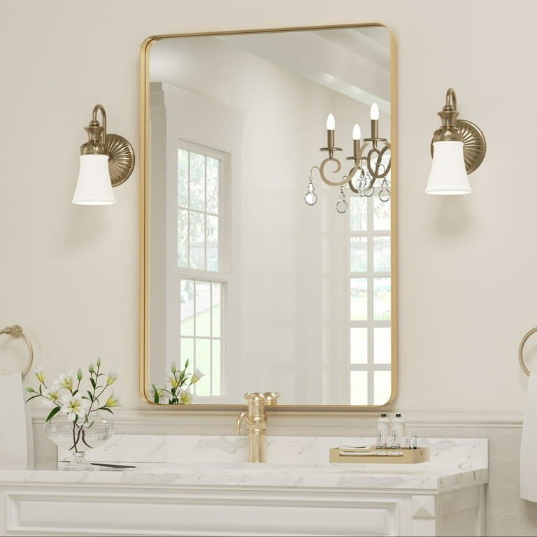 Corner mirror bathroom outlet