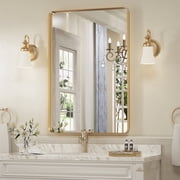 PAIHOME Gold Metal Framed Bathroom Mirror for Wall, Vanity Mirror for Modern Decorative