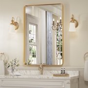 PAIHOME Gold Metal Framed Bathroom Mirror for Wall, Vanity Mirror for Modern Decorative