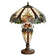 Clavillia Stained Glass Table Lamp Hunter Green 6dia. x 23H, including the 1.5H finial
