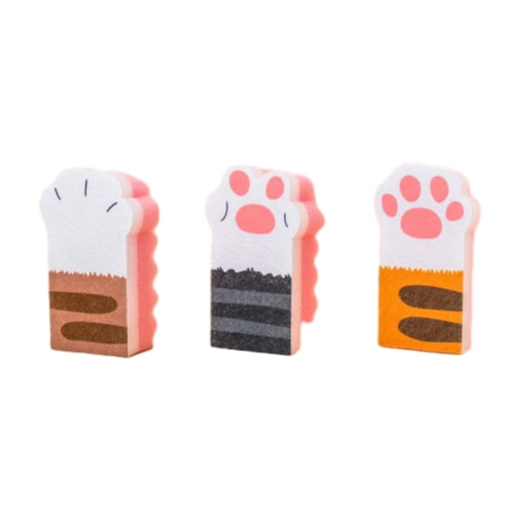 Claw Cleaning Sponge Block Three Pack,Soft Double-Sided Dishwashing and Pot Brush for Grease Removal,Easy Rinse and Detergent Saving Design for Kitchen,Sink and Countertop Cleaning-A