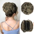 thumbnail image 1 of Claw Clip Messy Bun Hair Piece Real Human Hair Buns Wavy Curly Updo Hair Buns Claw Clip Ponytail Hairpieces Hair Scrunchie with Clip for Women, 1 of 12
