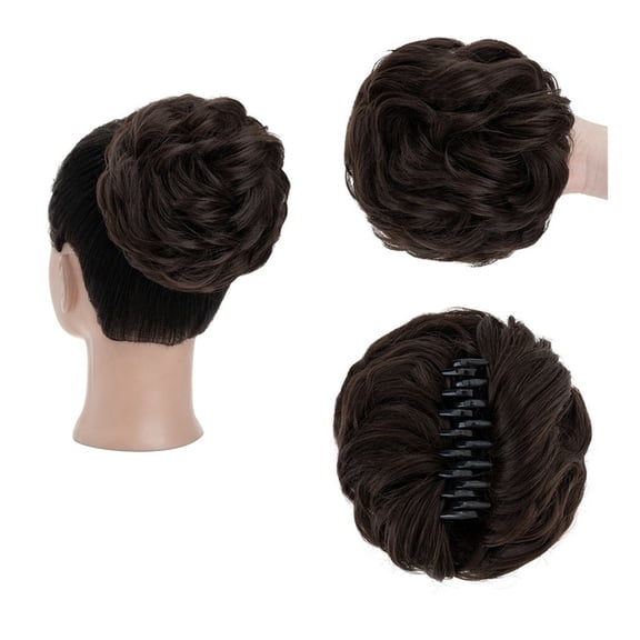 Claw Clip Messy Hair Bun Scrunchie Wavy Curly Chignon Hair Extensions Synthetic Tousled Updo Hair Piece