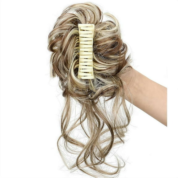 Claw Clip Messy bun,Fake Bun Ponytail Hair Extension Wig for Women, Wavy Curly Hair Bun Clip in Claw Chignon Hairpieces,H-air bun extension Everyday Wear