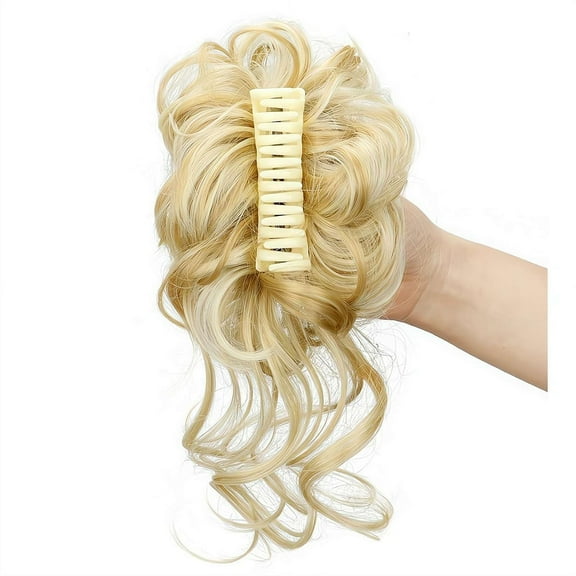 Claw Clip Messy bun,Fake Bun Ponytail Hair Extension Wig for Women, Wavy Curly Hair Bun Clip in Claw Chignon Hairpieces,H-air bun extension Everyday Wear