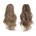thumbnail image 1 of Claw Clip Ponytail Hair Extensions for Women, Natural Human Hair Like Short Curly Hairpiece for Quick Daily Hairstyling(Khaki-1,36cm), 1 of 9