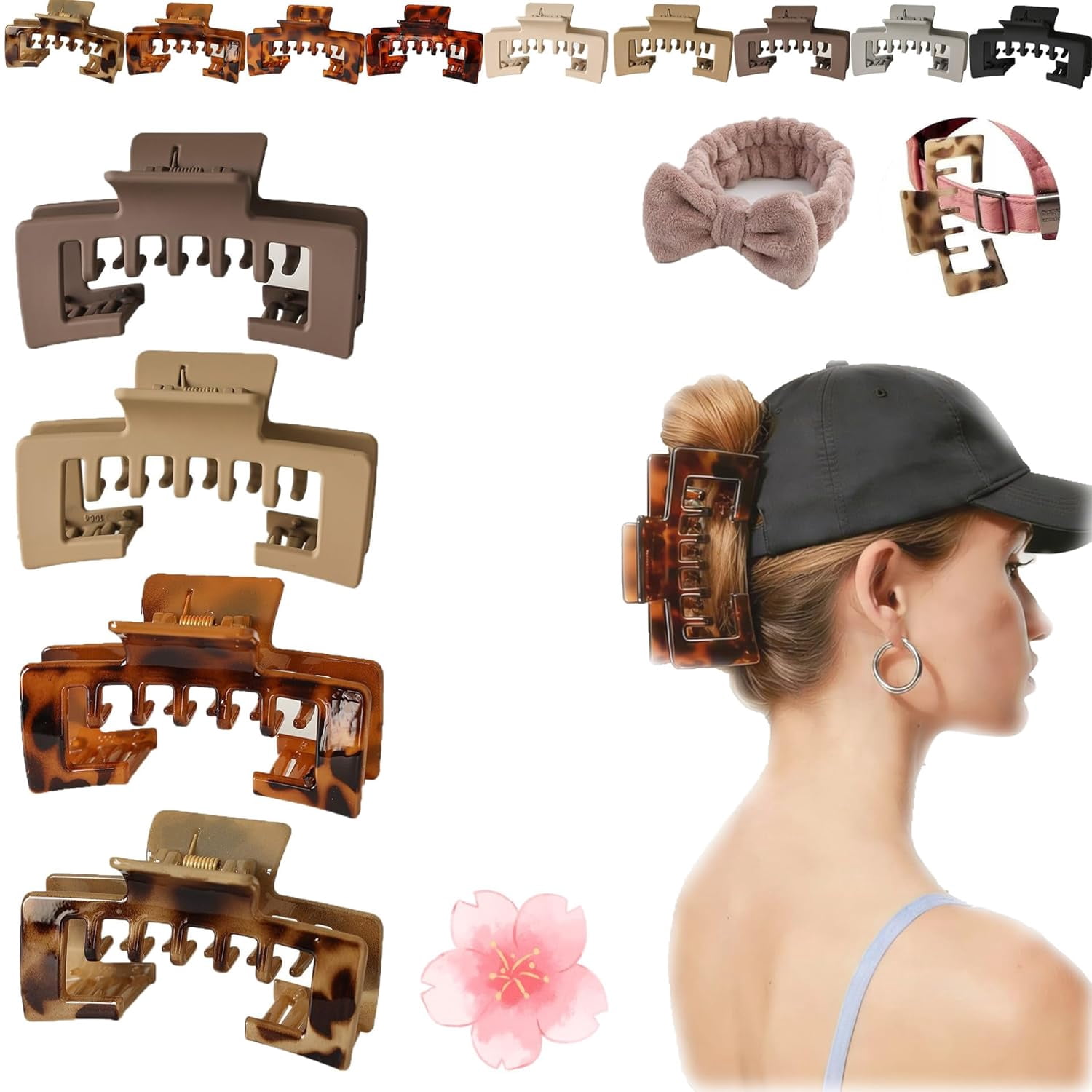 Claw Clips for Baseball Caps, Non-Slip Trucker Hat Square Claw Clips ...