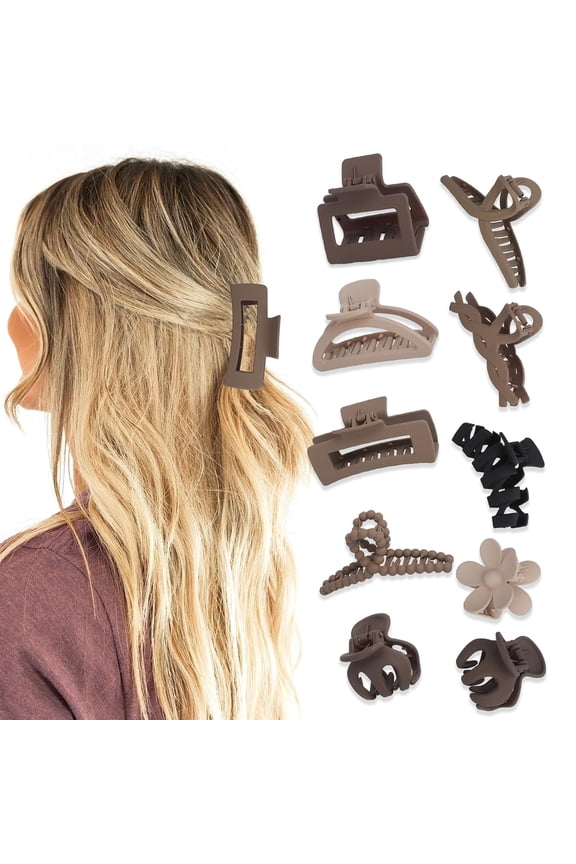Hair Claw Clips for Women,10 Pcs Flower Clips for Hair,Non-Slip Thick Hair Clamp,Hair Accessories with Multi-Styles for Women Girls