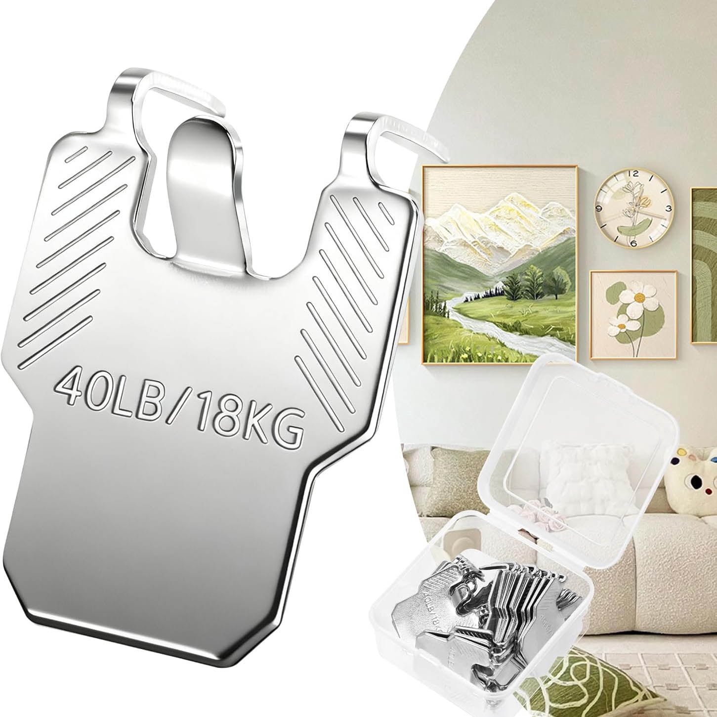 Claw Drywall Picture Hanger, Heavy Duty Picture Hooks for Drywall and Concrete Wall, No Damage Wall Frame Hanging Hooks for Mirror Photo Poster Painting Decor