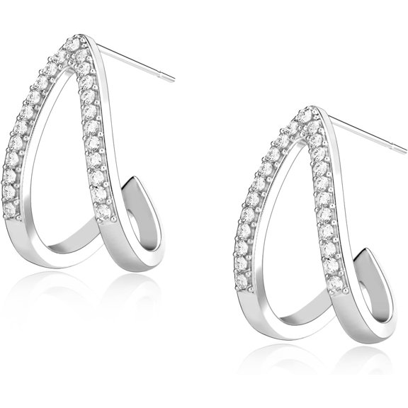 Claw Earrings For Women, 14K Gold Plated/Sterling Silver Claw Earrings Cuff Hypoallergenic Subloom Ear Wrap Piercing Stud Earrings Minimalist Trendy Cubic Zirconia Warp Cuff Earrings Dainty [Z4110]