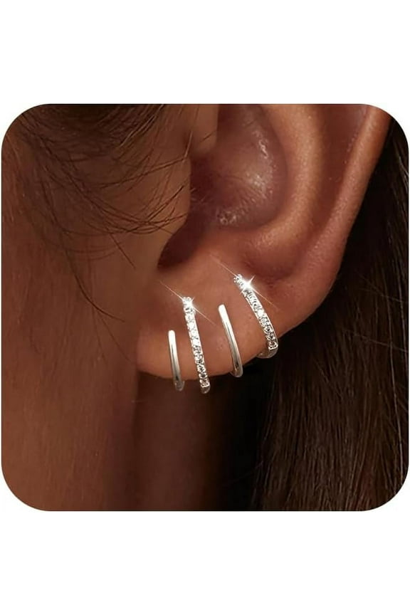 Claw Earrings for Women, 14k Gold Plated/Sterling Silver Claw Earrings Cuff Hypoallergenic Ear Wrap Trendy Cubic Zirconia Warp Cuff Earrings