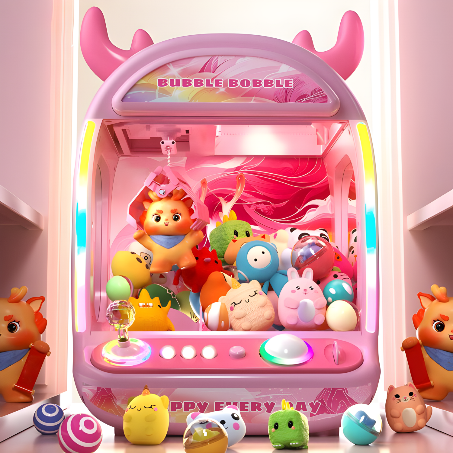 HNH Claw Game Machine, Unicorns Claw Machine for Kids, Mini Vending Machine with LED&Music, Rechargable Claw Arcade Games Toys for Girls and Boys Gifts, Children's Day Gifts