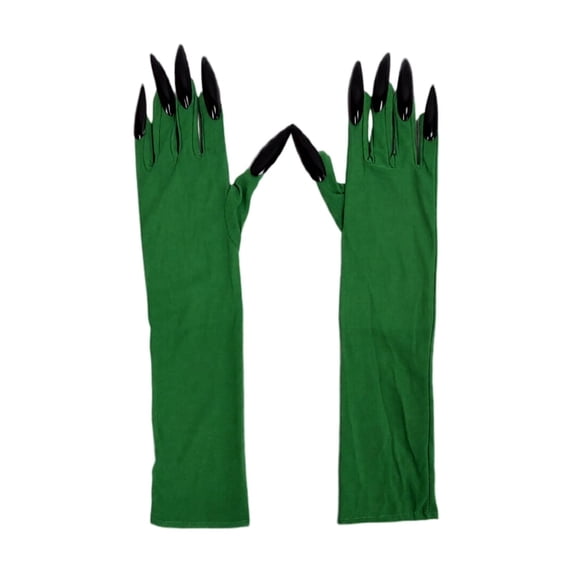 Claw Gloves Green Long Elbow 2 Piece Pair for Adult Halloween Party