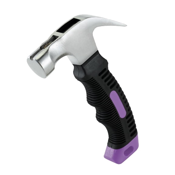 Claw Hammer, 8oz, Purple, Magnetic, Small Claw Nail Hammer for Women for Camping, Wood Working, House Repairs, Claw, Stubby, Tack