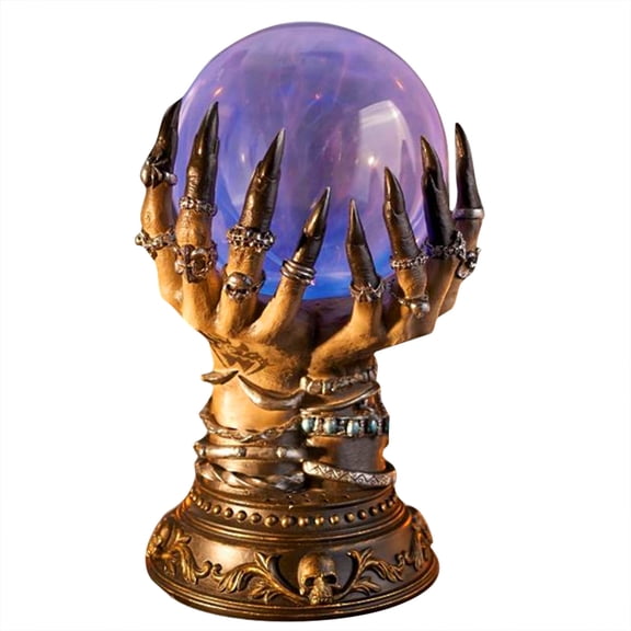 Claw Hand Crystal Ball Ornament, 8.27 in Light Up Halloween Fortune Teller Desktop Decor, Gothic Table Decor for Office Desk