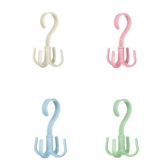 Claw Hook 360 Degree Rotatable Wardrobe Multifunctional Bag and Tie Drying Rack, Belt Hangers for Closet 360 Rotating Scarf Tie Rack 4 Colors Handy 4Pcs Hooks