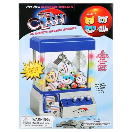 Claw Machine Arcade Game Candy Grabber for Kids - Electronic Mini Prize Toys Dispenser with Lights & Sound - Cool & Fun Party Game Surprise for Children +Bonus Plush Toys