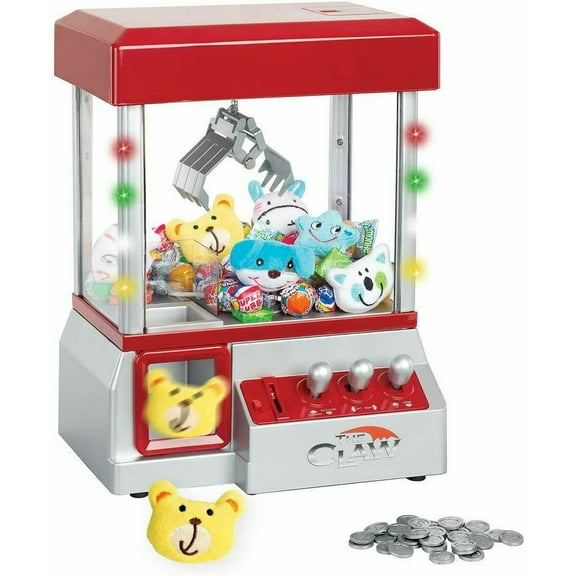 Claw Machine Arcade Game with Sound, Cool Fun Mini Candy Grabber Prize Dispenser Vending Toy for Kids, Boys & Girls