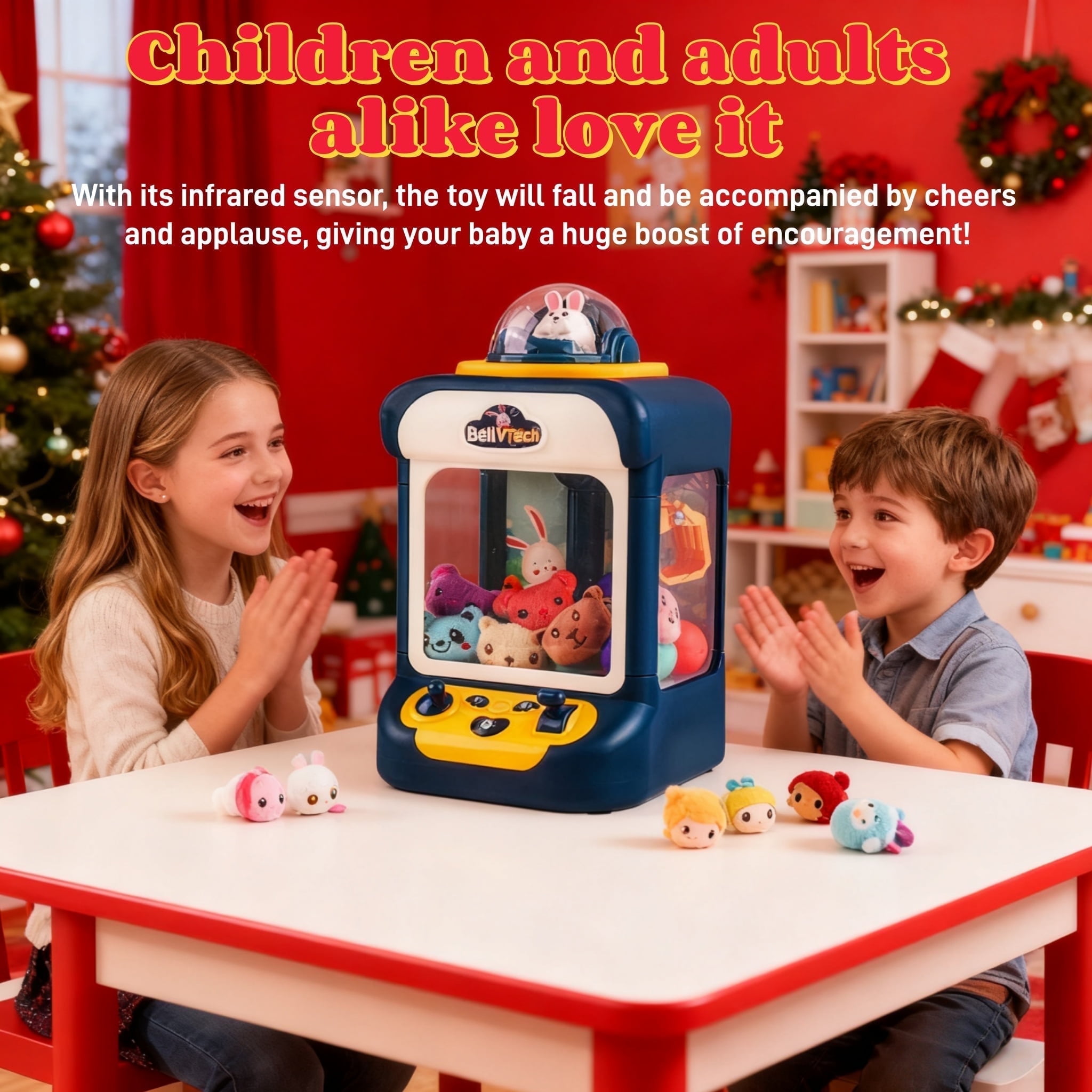 Claw Machine for Kids, Mini Vending Machine Toys, Candy Grabber Prize Dispenser with Sound, Electronic Arcade Game Toy, Perfect Christmas, Thanksgiving Gift for Home Party Birthday,ESRB Rating: E