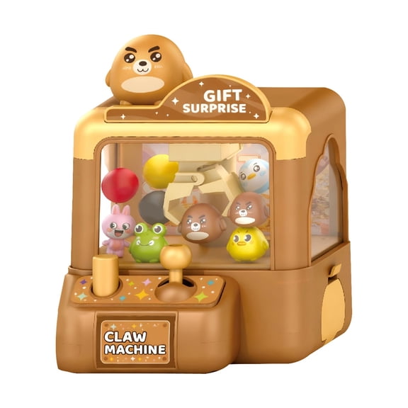Claw Machine Mini Animals Vending Machine Electronic Arcade Game For Girls Boys Ages 3-8 Cute Animals Theme Plush Home Small Game Toy,Cute Animal Theme Plush Vending Machine Toy(Brown,3.7x5.1")