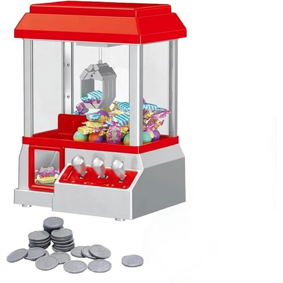 Claw Machine Mini Claw Machine Battery-Powered Mini Vending Machine with 24 Tokens Fun Arcade Game for Kids Aged 4-8 Birthday Claw Game