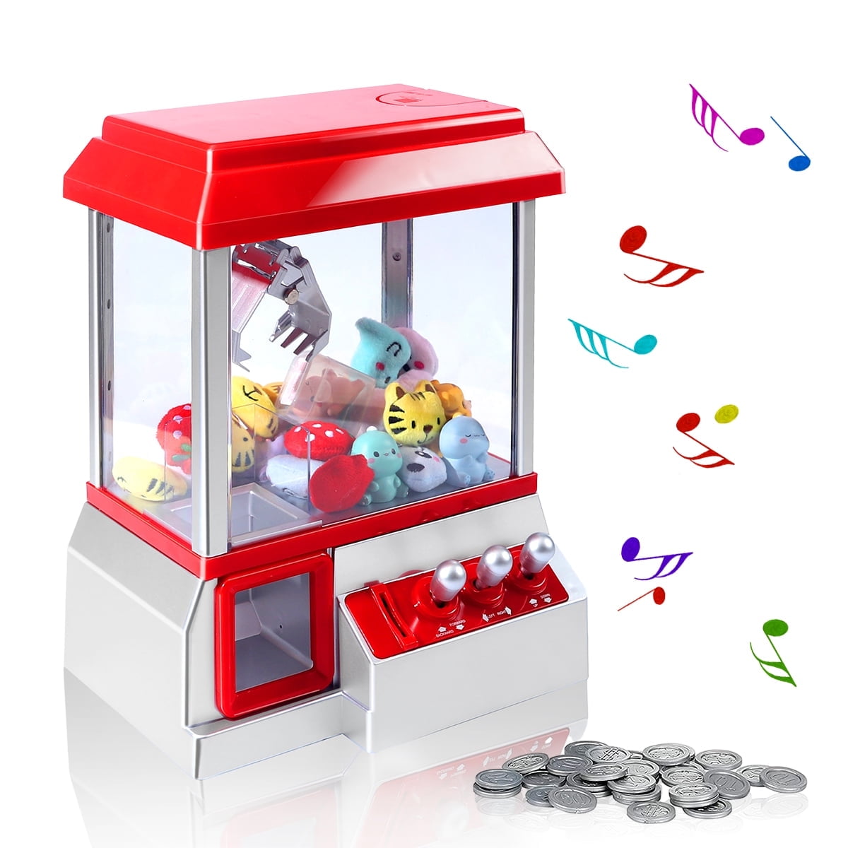 Claw Toy Grabber Machine with Sound, Kids Mini Candy Toy, Arcade Game Machine Prize Dispenser Vending Toy for Home Party Christmas Birthday Gifts Boys Girl Toys (Red)