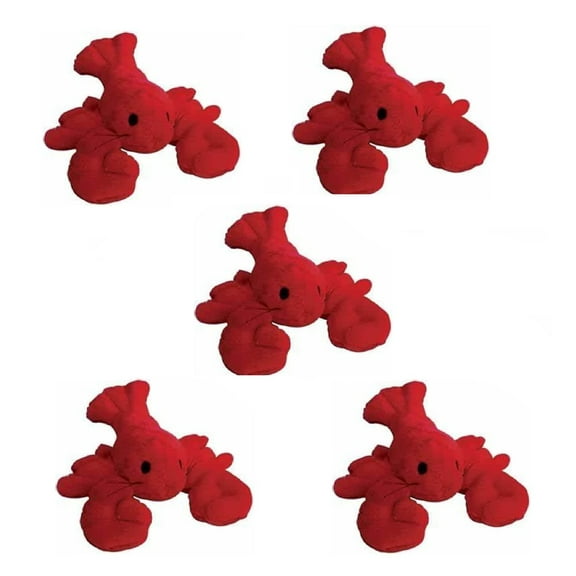 Claw-some Lobster 7 inch Soft Plush Red Dog Toys with Squeakers Choose Quantity (5 Toy Lobsters)