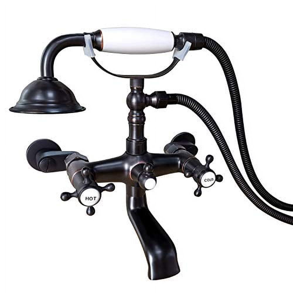 Clawfoot Bathtub Faucet Wall Mount with Hand Held Shower Faucet Set Oil