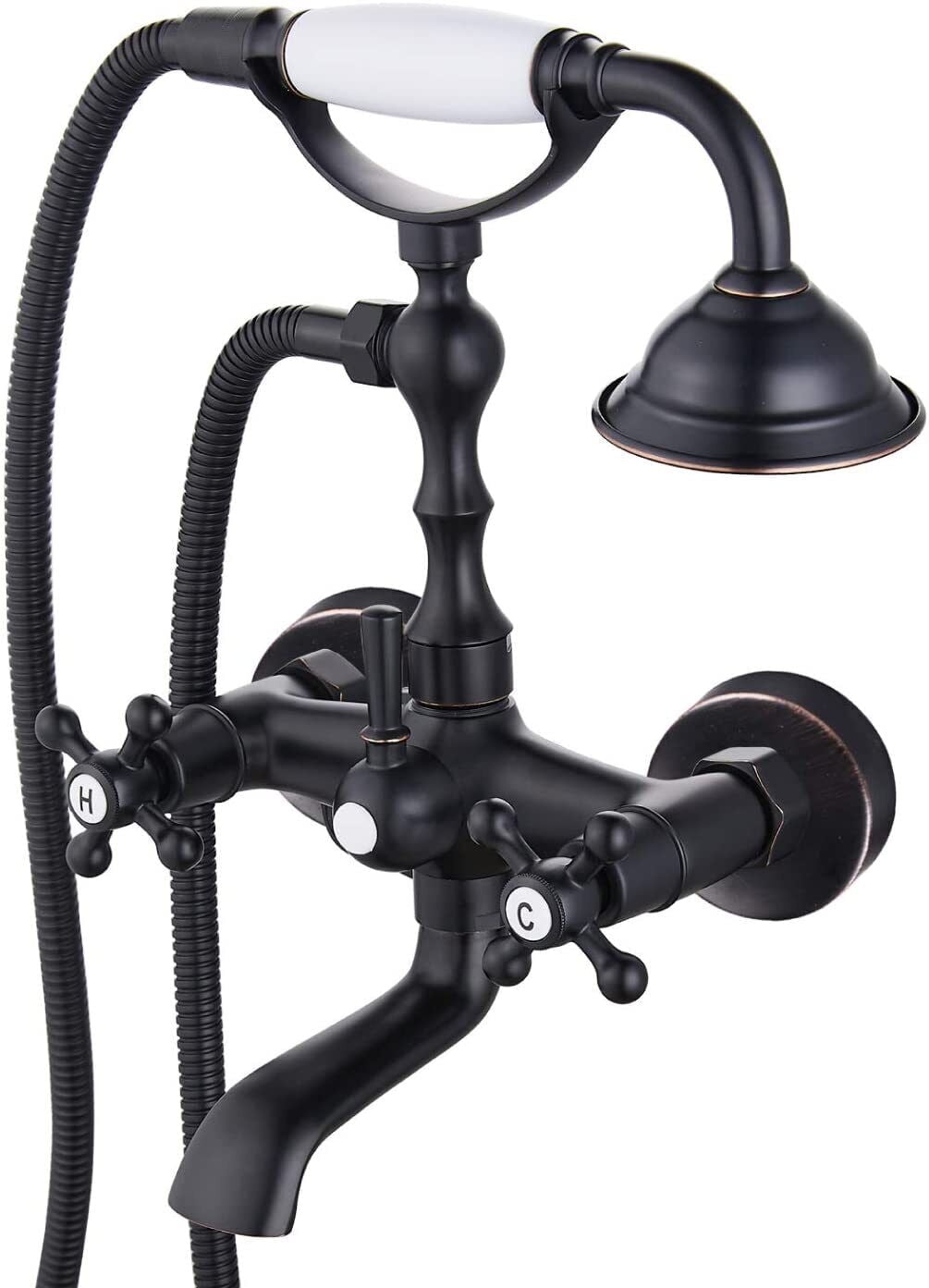 Clawfoot Bathtub Faucet Wall Mount with Hand Held Shower Faucet Set Tub Filler