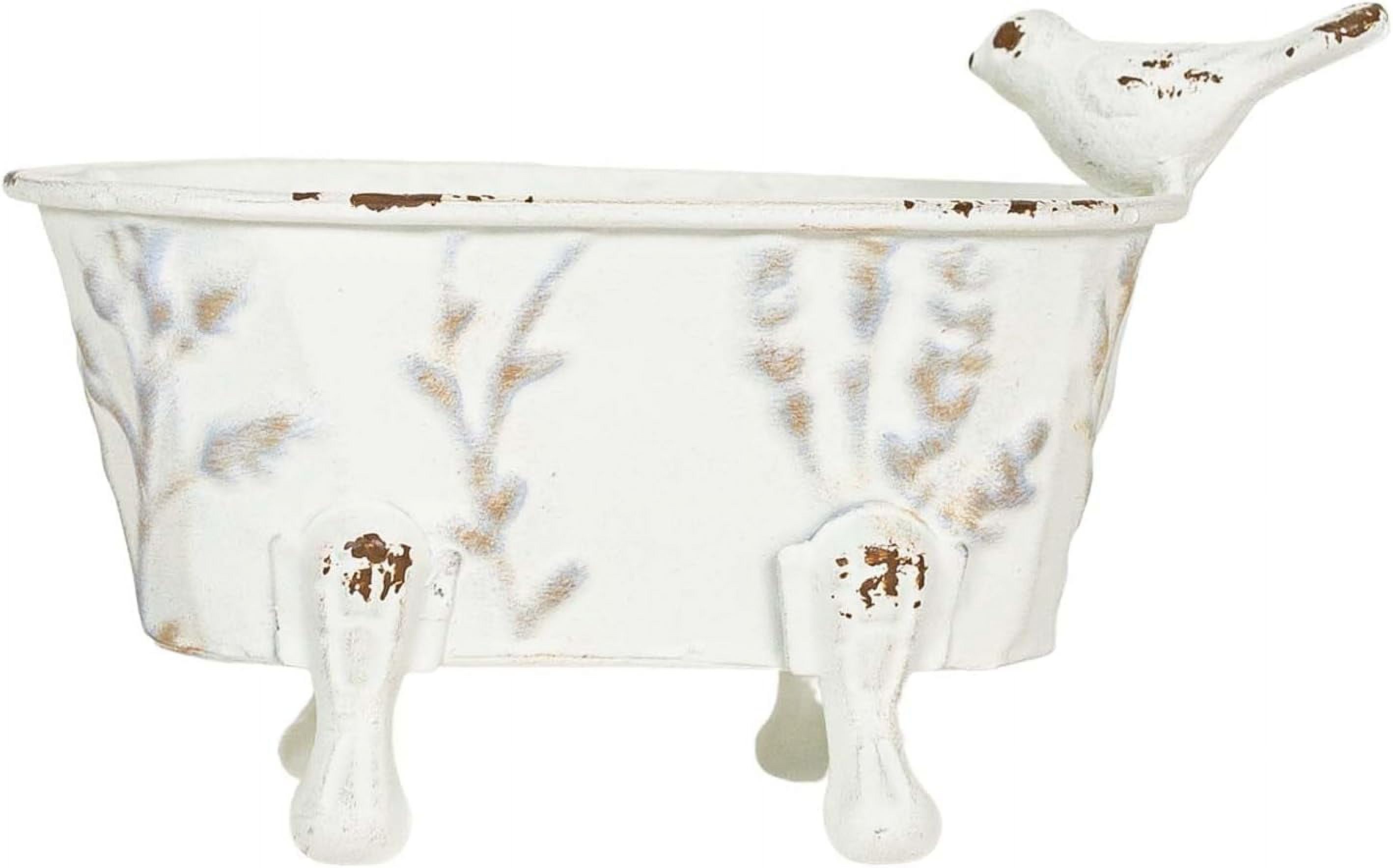 Clawfoot Bathtub Mini Planter White Metal