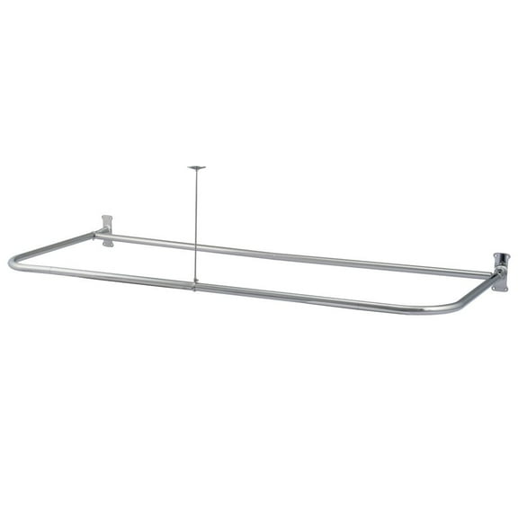 Clawfoot Tub D Rod Shower Enclosure Ring - 48 X 54 Inch - Chrome