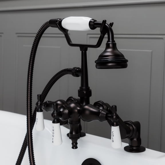 Clawfoot Tub Deck Mount Downspout Faucet with Handshower