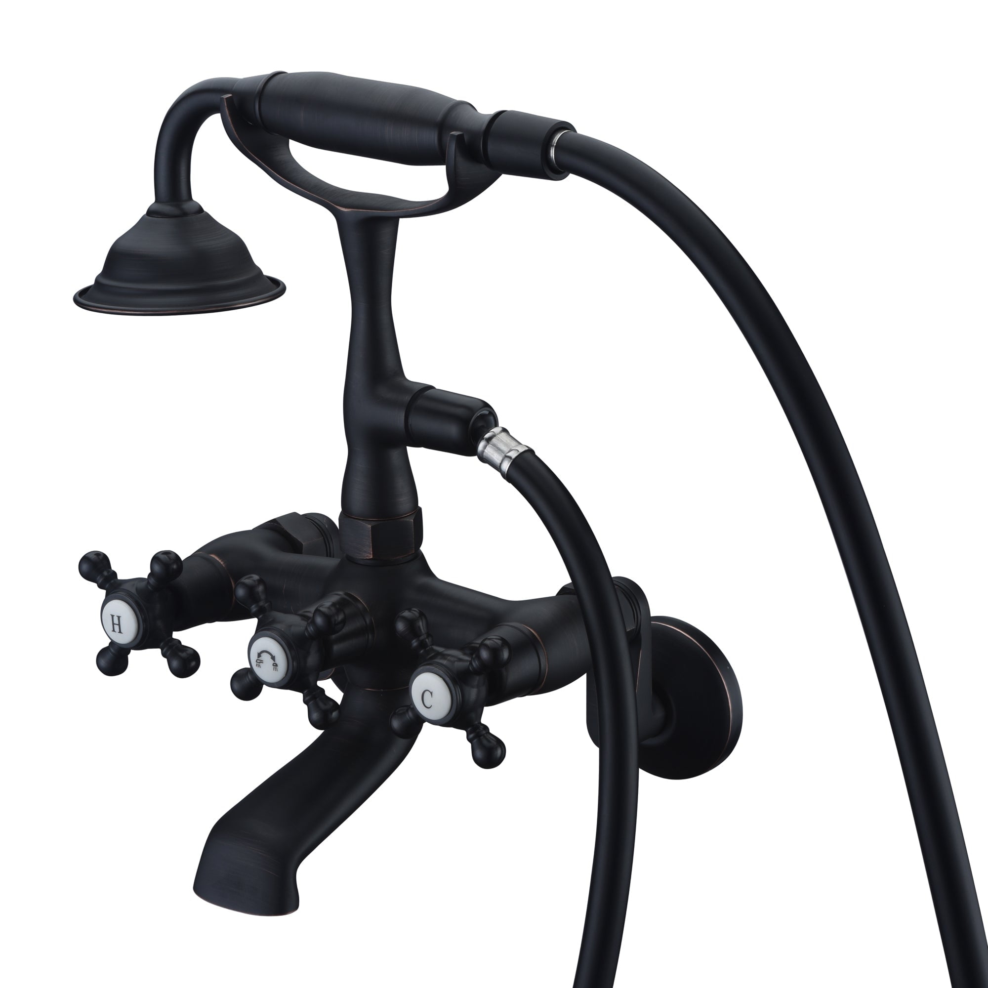 Oil Rubbed Bronze Wall Mount Clawfoot Tub Faucet with Hand Shower