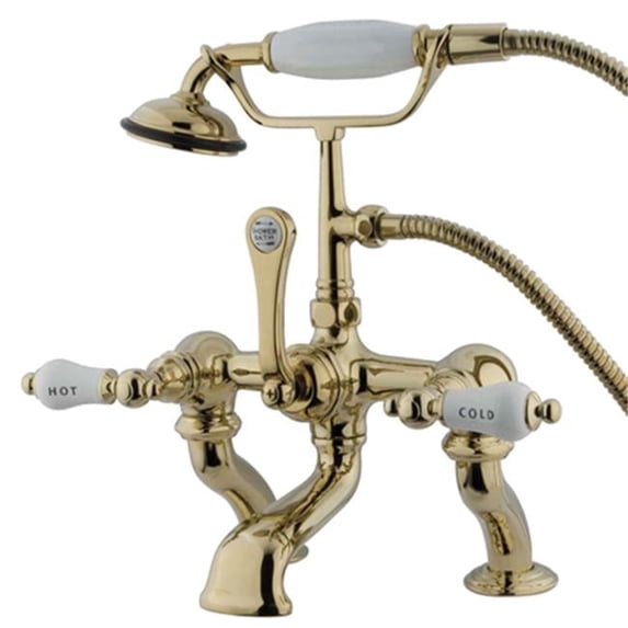Clawfoot Tub Filler With Hand Shower - Polished Brass Finish