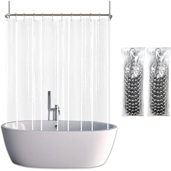 Clawfoot Tub Shower Curtain, Wrap Around Clear Curtain Liner with 6 Bottom Magnets PEVA Extra Wide Bathtub for Bathroom Vintage Freestanding 180W x 70L