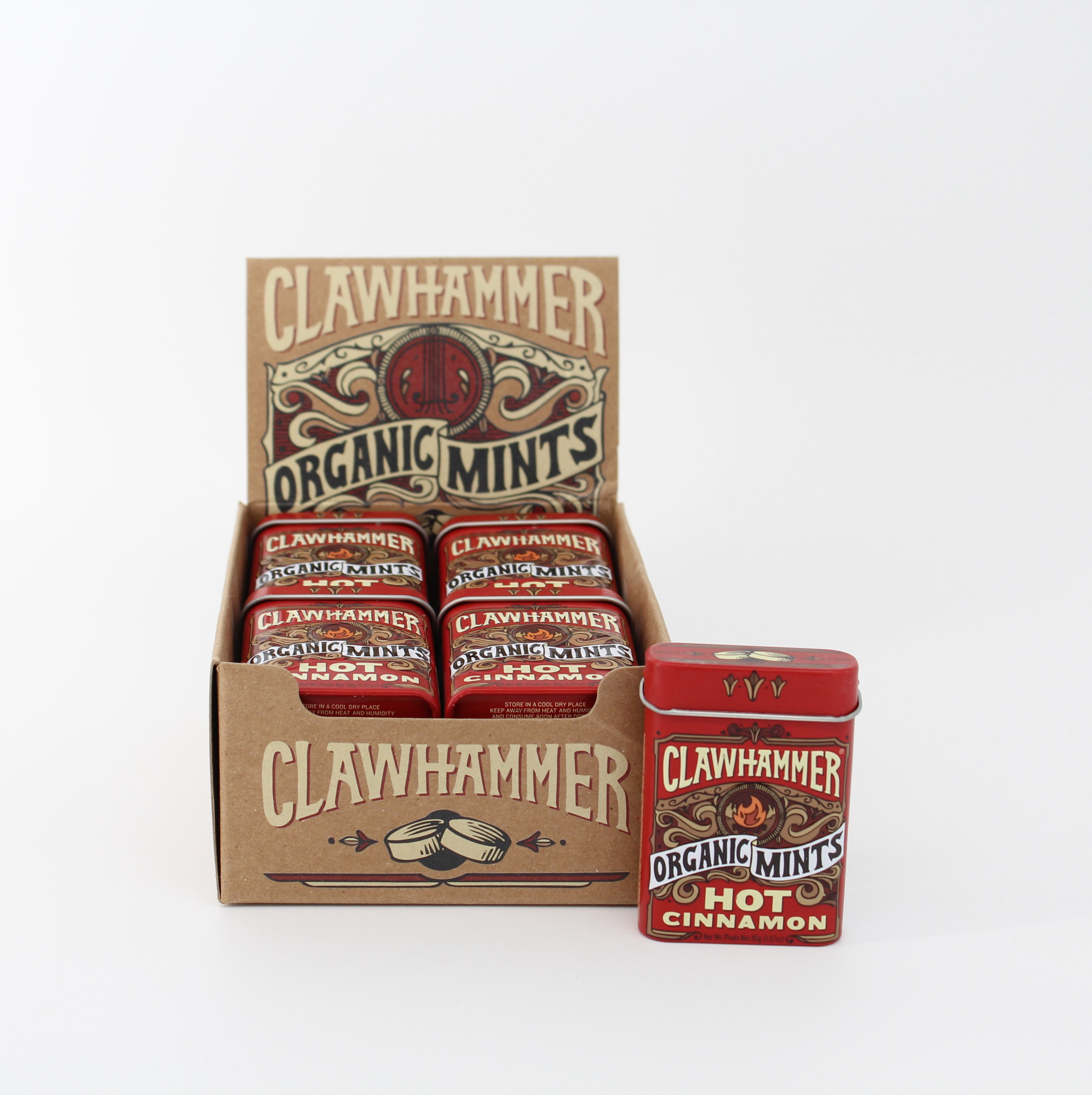 Clawhammer Organic Mints Hot Cinnamon 12 Count