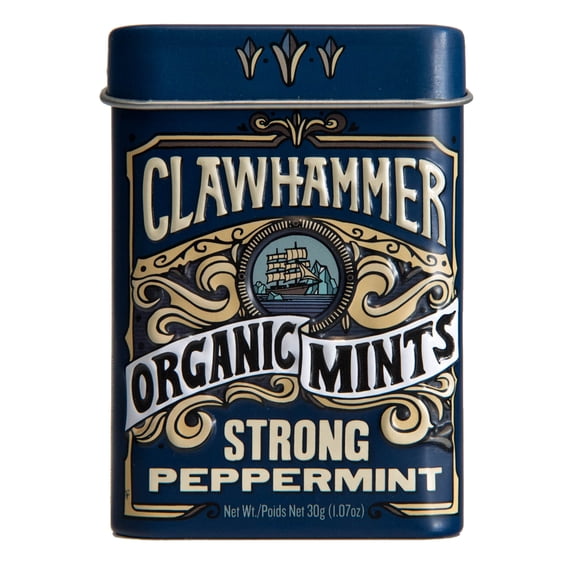 Clawhammer Strong Peppermint Organic Mints, Contains No Priority Allergens, 1.07 oz.