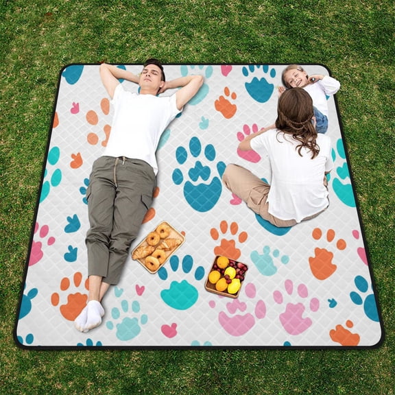 Claws Print Beach Blanket Outdoor Picnic Blanket 78"x 78" Waterproof Foldable for Beach Camping Travel Hiking Grass Lawn Park