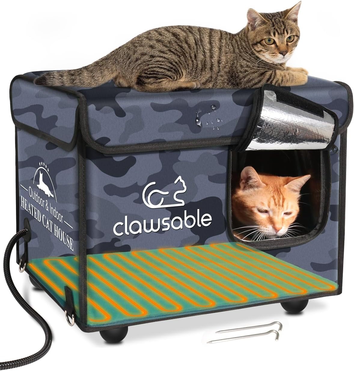 Clawsable Indestructible Heated Cat House for Outdoor Cats in Winter