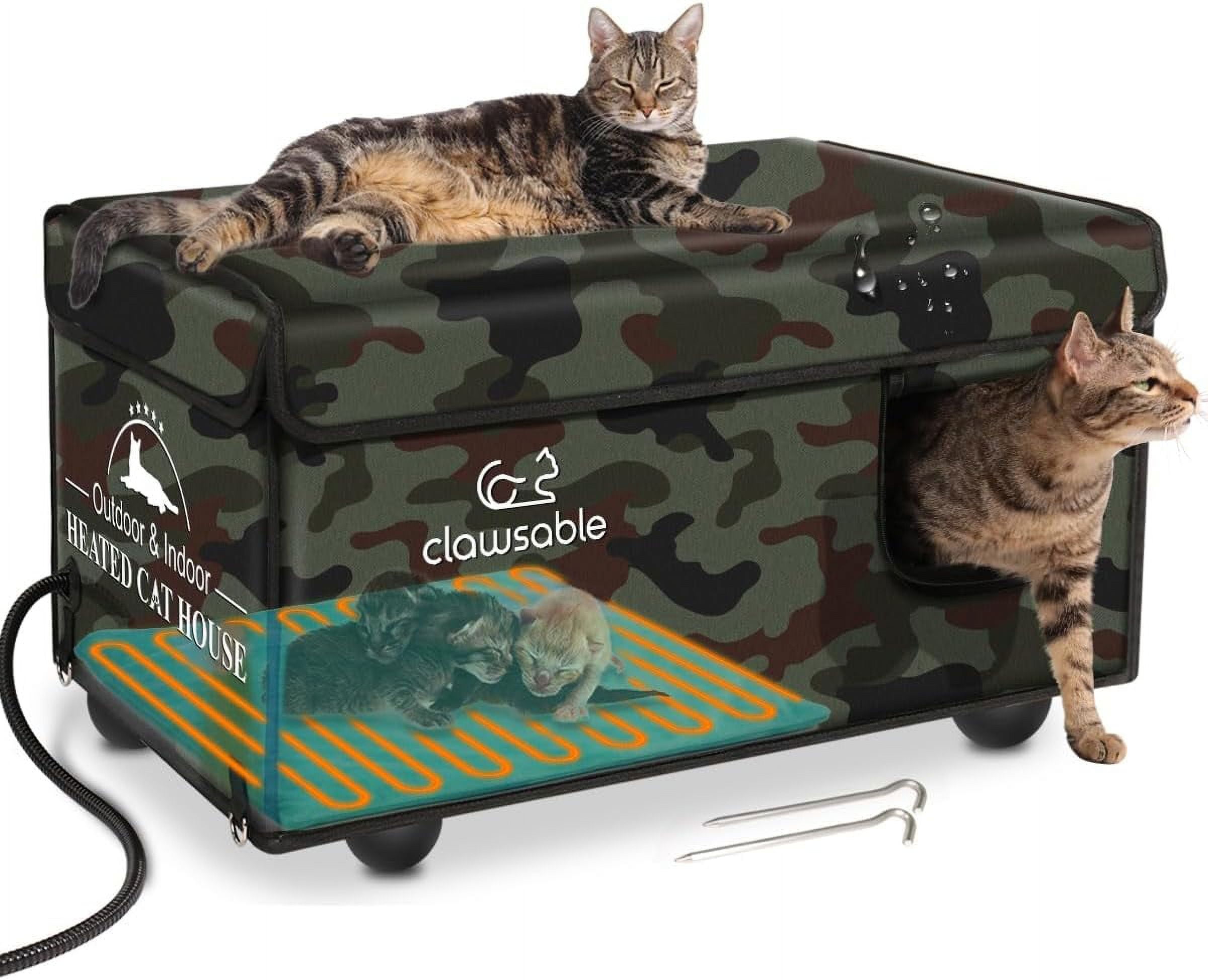 Clawsable Indestructible Heated Cat House for Outdoor Cats in Winter