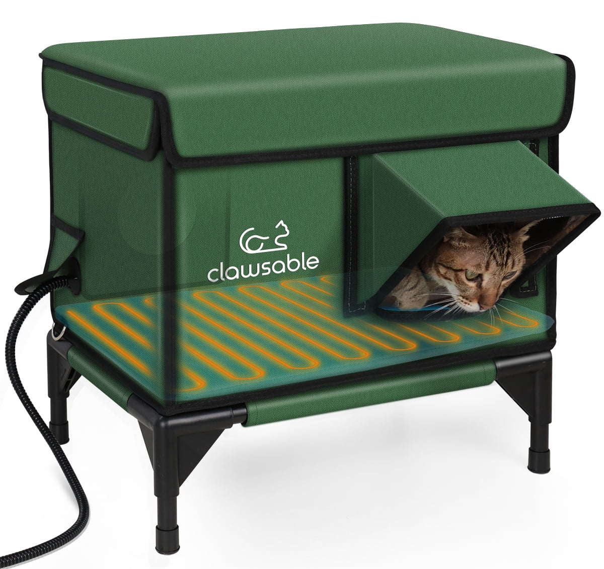Clawsable Indestructible Heated Cat House for Outside Winter 100 Waterproof Safe Escape Door Insulated Outdoor Cat Shelter with Heater for Feral Barn Cat Kitty Walmart