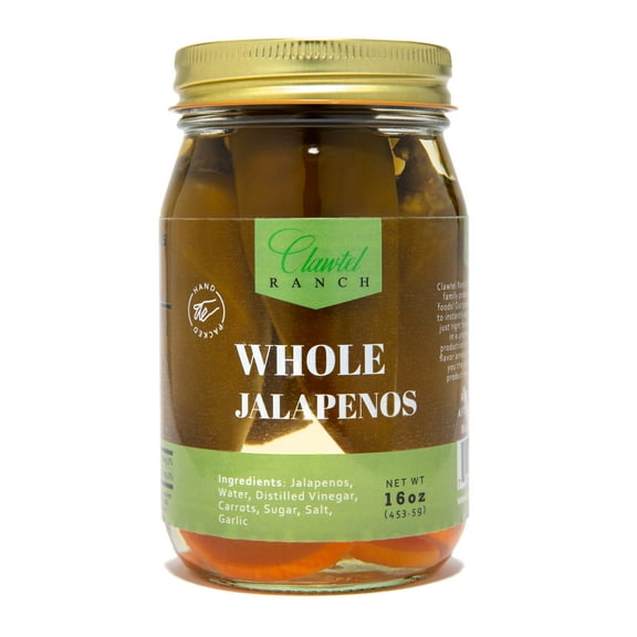 Clawtel Ranch Whole Pickled Jalapeno 2 Jars, 16oz Jar