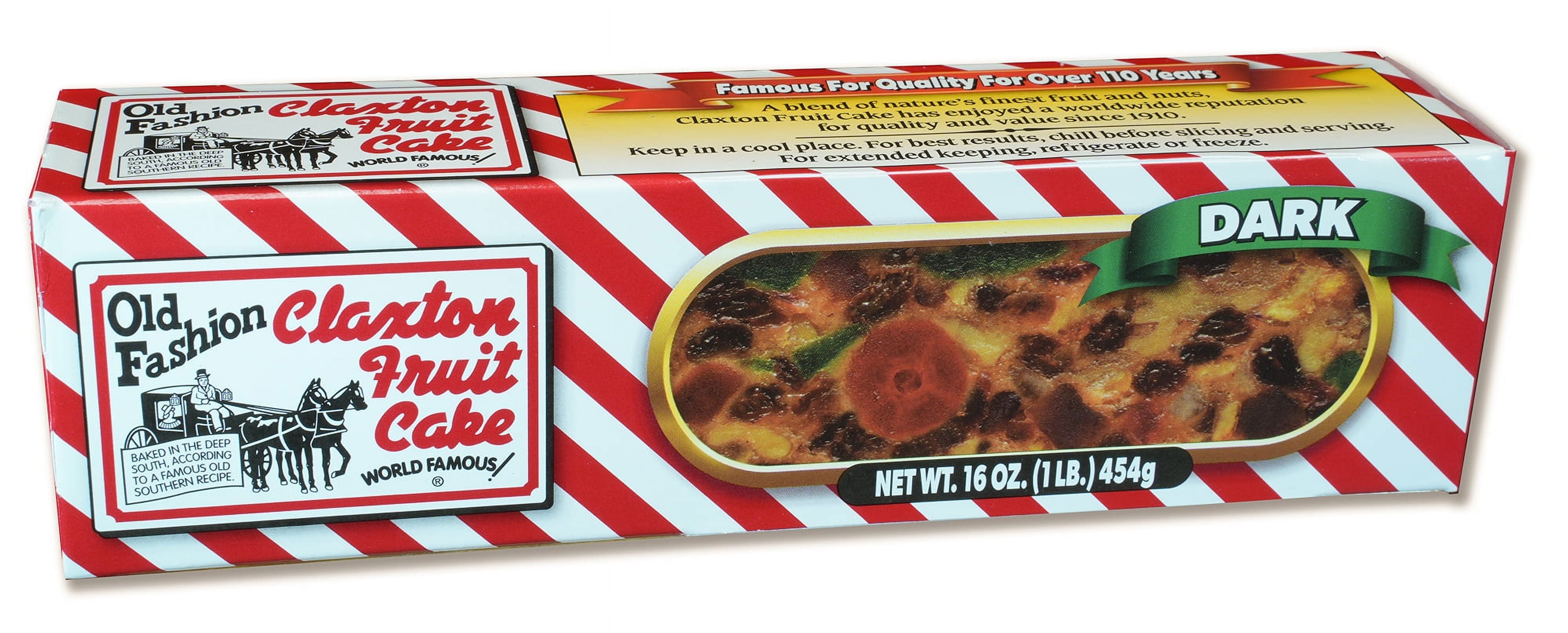 Claxton Fruit Cake 1 Lb. Dark Recipe Packed in New, Exclusive Claxton Carton