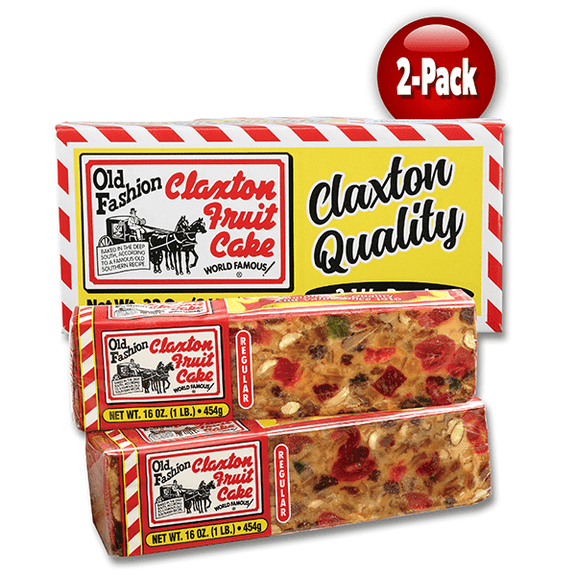 Claxton Fruit Cake - 2-1 Lb. Regular Recipe - Individually Wrapped and Packed in our Exclusive Claxton Gift Carton