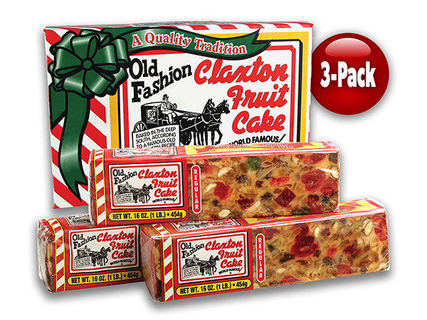 Claxton Fruit Cake 3-1 Lb. Regular Recipe | Old Fashioned Holiday Fruitcake Packed in our Traditional Claxton Carton | A Traditional Holiday Favorite 3 Pack