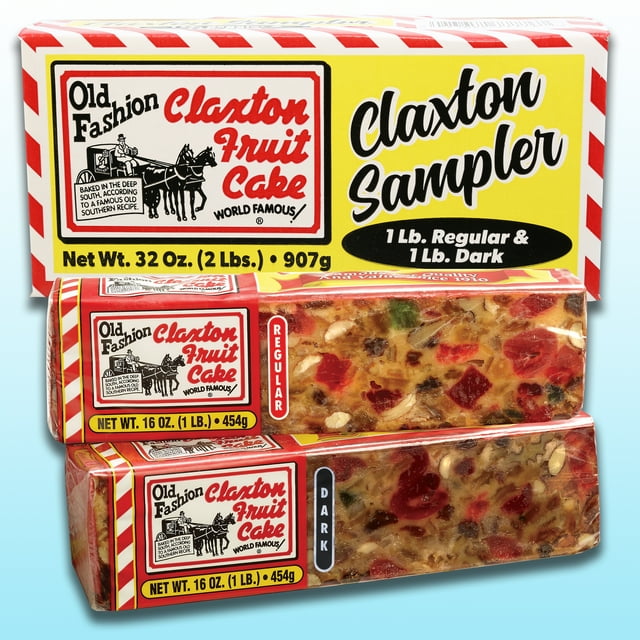 Claxton Fruit Cake RD Sampler 1 Lb. Regular and 1 Lb. Dark