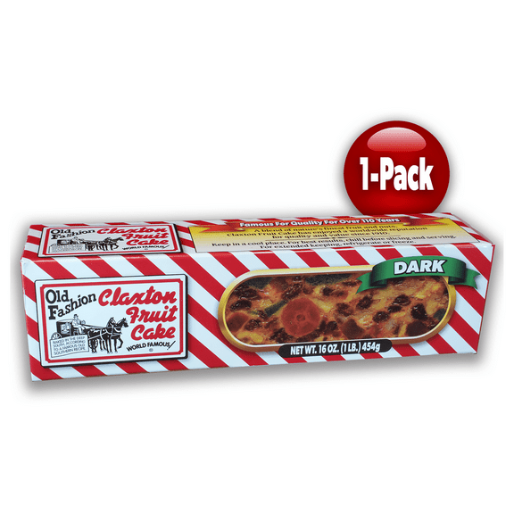 Claxton Fruit Cake - 1 Lb. Dark Recipe - Packed in our Exclusive Claxton Gift Carton