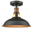 thumbnail image 1 of Claxy 10.6" Black Semi Flush Mount Ceiling Light with Barn Metal Shade, 1 of 7