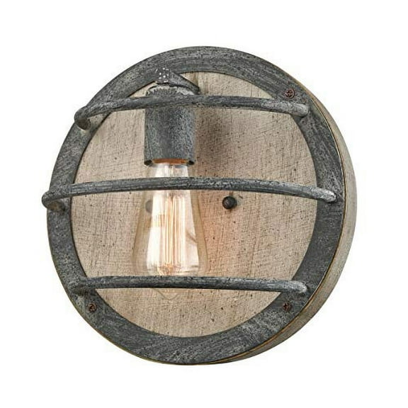 Claxy 10" Round Wood Wall Sconce with Cage for Bedroom Hallway Kitchen