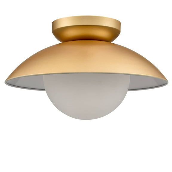 Claxy 11" Brass Dome Flush Mount Ceiling Light with Globe Milk Glass Shade